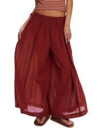 Unilexi Womens Casual Elastic Waist Wide Leg Palazzo Pants Low - Rise Flowy Beach Dress Pants - 7DAY'S