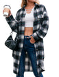 Unilexi Womens Casual Long Plaid Flannel Shackets Long Sleeve Lapel Thin Coat Button Down Oversize Shirt Jacket - 7DAY'S