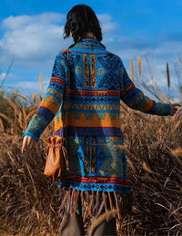 Unilexi Womens Casual Vintage Long Sleeve Tassels Knitted Cardigan Boho Aztec Style Open Front Sweater Coat - 7DAY'S