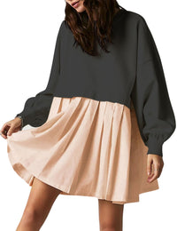Unilexi Womens Crew Neck Pullover Sweatshirts Dress Oversized Long Sleeve Mini Dress - 7DAY'S
