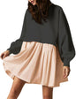 Unilexi Womens Crew Neck Pullover Sweatshirts Dress Oversized Long Sleeve Mini Dress - 7DAY'S
