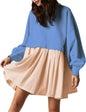 Unilexi Womens Crew Neck Pullover Sweatshirts Dress Oversized Long Sleeve Mini Dress - 7DAY'S