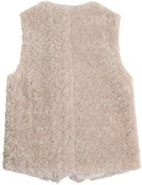 Unilexi Womens Fashion V - Neck Lambswool Vest Loose Wild Button Waistcoat Winter Sleeveless Jacket with Pockets - 7DAY'S