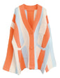 Unilexi Womens Loose Long Sleeve Rainbow Striped Cardigans Sweater Boho Color Block Chunky Knitted Tops - 7DAY'S