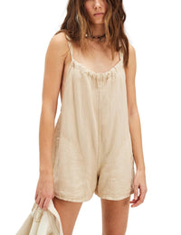 Unilexi Womens Loose Overall Shorts Casual Summer Rompers Sleeveless Adjustable Tie Strap Linen Jumpsuits Shorts With Pockets - 7DAY'S