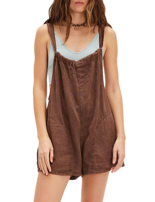 Unilexi Womens Loose Overall Shorts Casual Summer Rompers Sleeveless Adjustable Tie Strap Linen Jumpsuits Shorts With Pockets - 7DAY'S