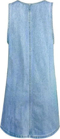Unilexi Women’s Loose Summer Sexy Denim Skirt Casual Sleeveless Jean Overall Dresses with Pockets - 7DAY'S