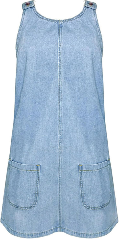 Unilexi Women’s Loose Summer Sexy Denim Skirt Casual Sleeveless Jean Overall Dresses with Pockets - 7DAY'S
