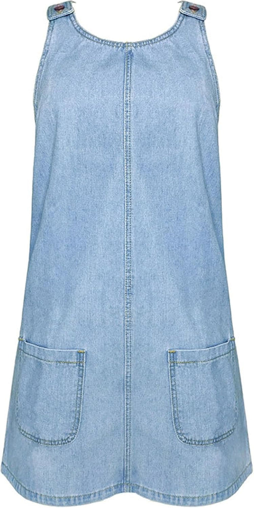 Unilexi Women’s Loose Summer Sexy Denim Skirt Casual Sleeveless Jean Overall Dresses with Pockets - 7DAY'S