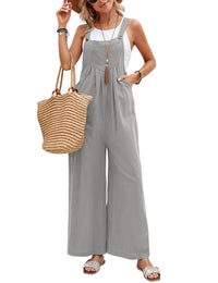 Unilexi Women’s Loose Wide Leg Bib Jumpsuits Button Baggy Overalls with Pockets - 7DAY'S