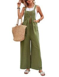 Unilexi Women’s Loose Wide Leg Bib Jumpsuits Button Baggy Overalls with Pockets - 7DAY'S