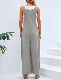 Unilexi Women’s Loose Wide Leg Bib Jumpsuits Button Baggy Overalls with Pockets - 7DAY'S