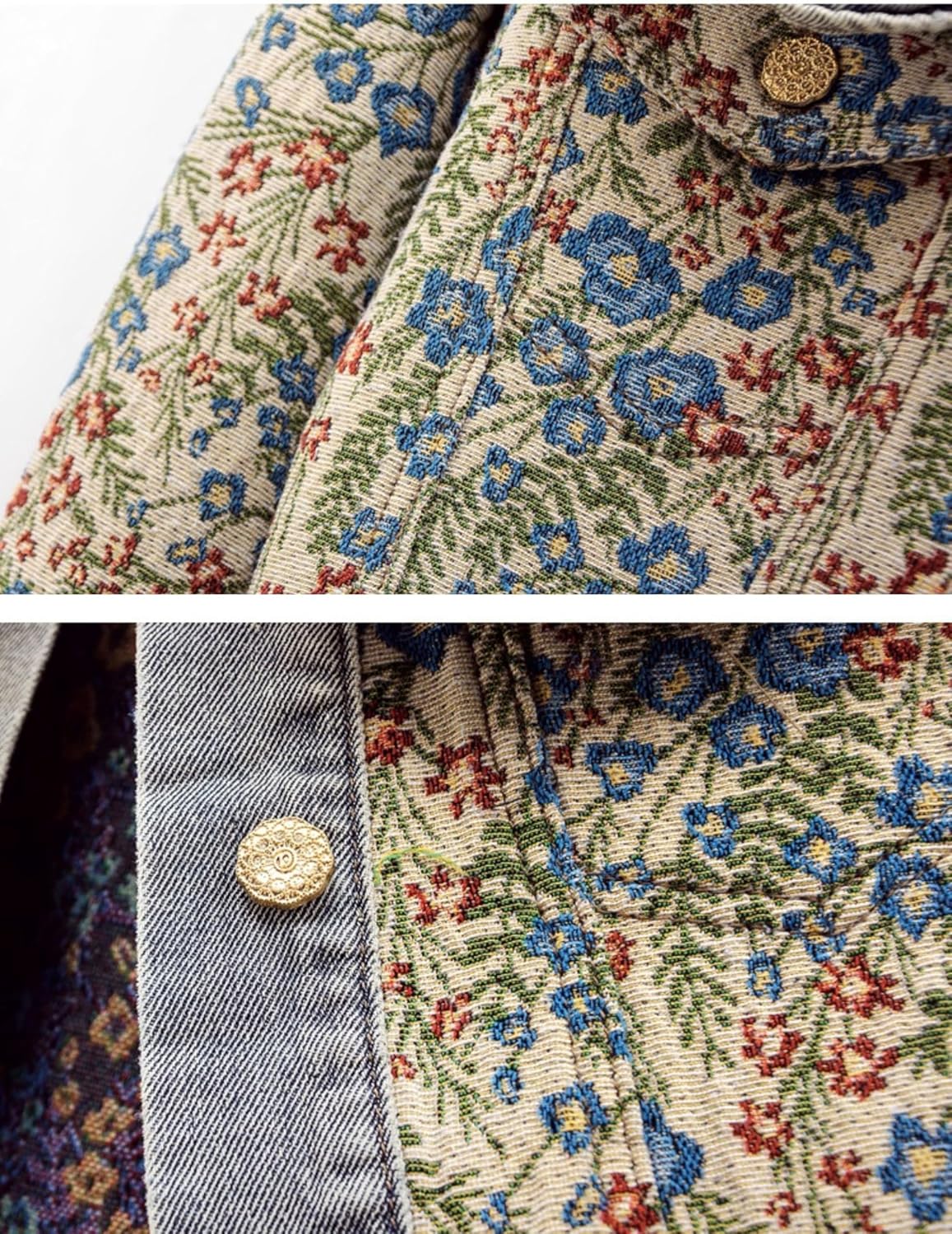 Unilexi Womens Peter pan Collar Embroidered Jean Jackets Long Sleeve Jacquard Versatile Denim Jackets - 7DAY'S