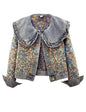 Unilexi Womens Peter pan Collar Embroidered Jean Jackets Long Sleeve Jacquard Versatile Denim Jackets - 7DAY'S