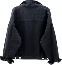 Unilexi Women's Solid Color Denim Jacket Long Sleeve Jean Jacket Casual Coat with Pockets - 7DAY'S