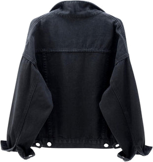 Unilexi Women's Solid Color Denim Jacket Long Sleeve Jean Jacket Casual Coat with Pockets - 7DAY'S