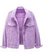 Unilexi Women's Solid Color Denim Jacket Long Sleeve Jean Jacket Casual Coat with Pockets - 7DAY'S