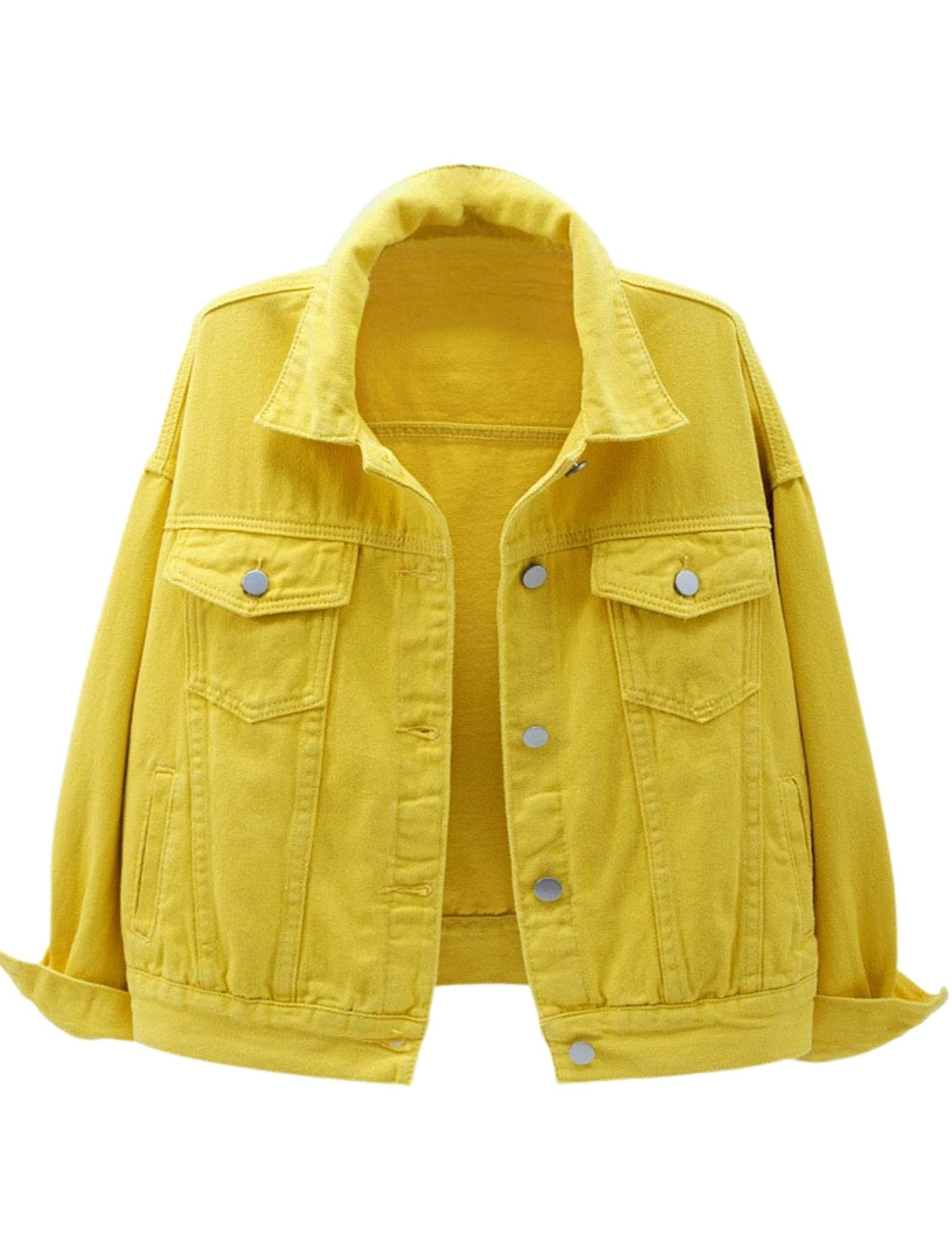 Unilexi Women's Solid Color Denim Jacket Long Sleeve Jean Jacket Casual Coat with Pockets - 7DAY'S