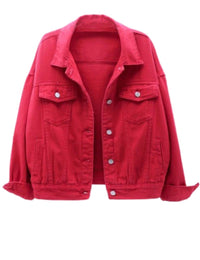 Unilexi Women's Solid Color Denim Jacket Long Sleeve Jean Jacket Casual Coat with Pockets - 7DAY'S