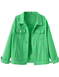 Unilexi Women's Solid Color Denim Jacket Long Sleeve Jean Jacket Casual Coat with Pockets - 7DAY'S