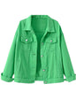 Unilexi Women's Solid Color Denim Jacket Long Sleeve Jean Jacket Casual Coat with Pockets - 7DAY'S