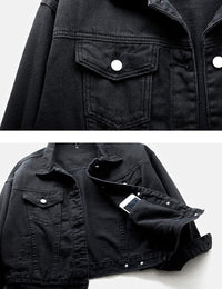 Unilexi Women's Solid Color Denim Jacket Long Sleeve Jean Jacket Casual Coat with Pockets - 7DAY'S