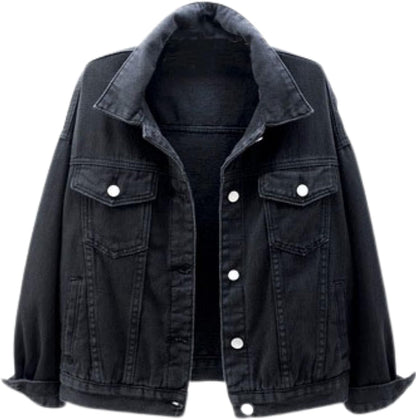 Unilexi Women's Solid Color Denim Jacket Long Sleeve Jean Jacket Casual Coat with Pockets - 7DAY'S