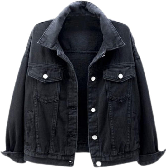 Unilexi Women's Solid Color Denim Jacket Long Sleeve Jean Jacket Casual Coat with Pockets - 7DAY'S