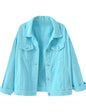 Unilexi Women's Solid Color Denim Jacket Long Sleeve Jean Jacket Casual Coat with Pockets - 7DAY'S