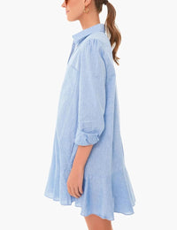 Unilexi Womens Trendy Collared Long Sleeve Shirt Dress Mini Shift Tunic Dress Ruffle Hem Blouses with Pockets - 7DAY'S
