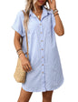 Unilexi Womens V - Neck Mini Shirt Dress Casual Button Down Short Sleeve Sundress for Women - 7DAY'S
