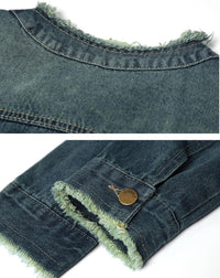 Unilexi Womens Vintage Denim Jacket Distressed Jean Jacket Cute Boyfriend Fall Denim Outfit - 7DAY'S