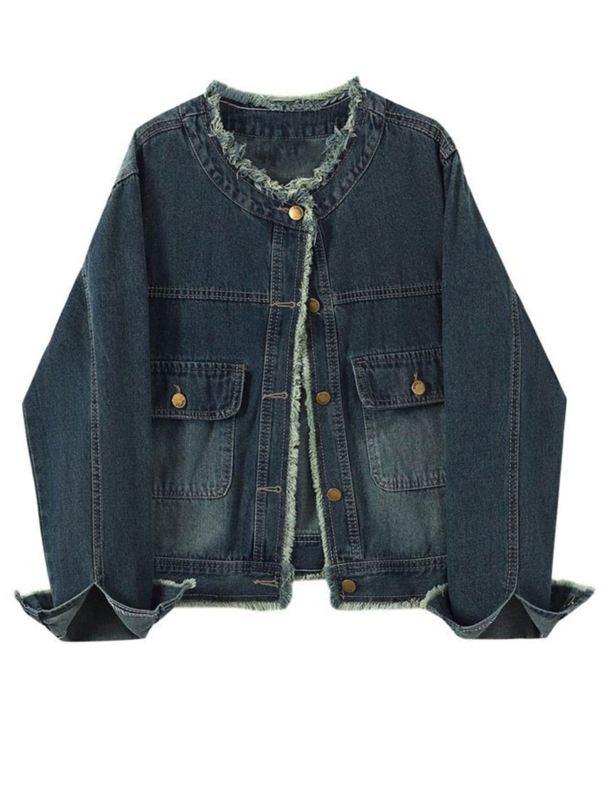 Unilexi Womens Vintage Denim Jacket Distressed Jean Jacket Cute Boyfriend Fall Denim Outfit - 7DAY'S