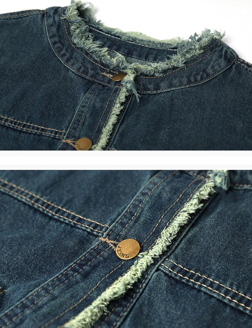 Unilexi Womens Vintage Denim Jacket Distressed Jean Jacket Cute Boyfriend Fall Denim Outfit - 7DAY'S