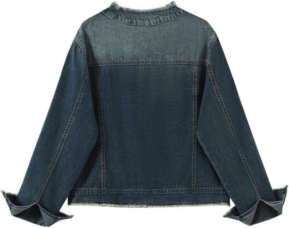 Unilexi Womens Vintage Denim Jacket Distressed Jean Jacket Cute Boyfriend Fall Denim Outfit - 7DAY'S