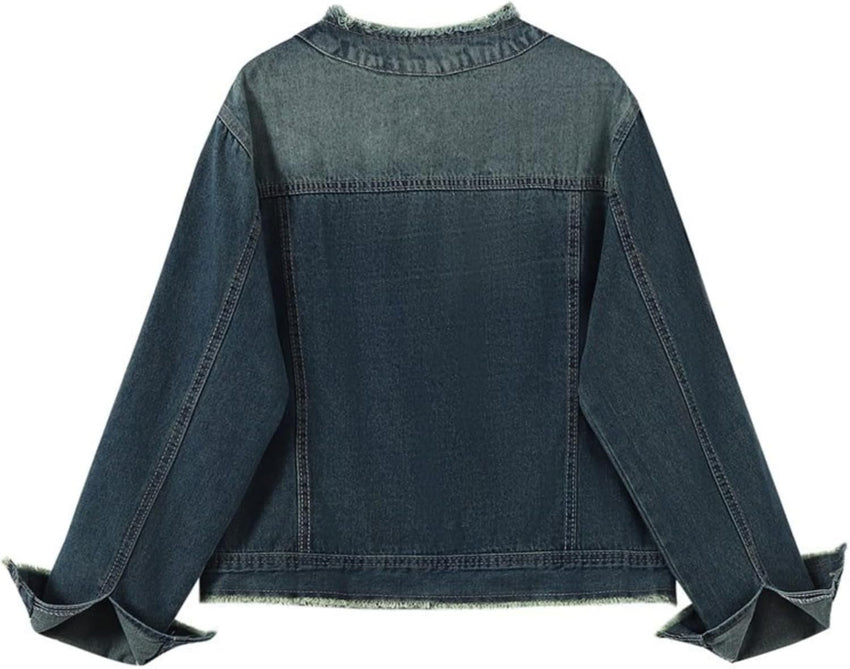 Unilexi Womens Vintage Denim Jacket Distressed Jean Jacket Cute Boyfriend Fall Denim Outfit - 7DAY'S