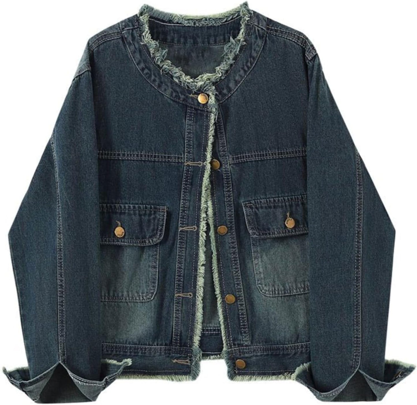 Unilexi Womens Vintage Denim Jacket Distressed Jean Jacket Cute Boyfriend Fall Denim Outfit - 7DAY'S
