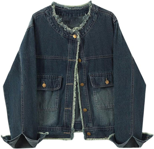 Unilexi Womens Vintage Denim Jacket Distressed Jean Jacket Cute Boyfriend Fall Denim Outfit - 7DAY'S