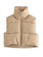 Unilexi Womens Warm Retro Padded Cropped Vest Stand Collar Puffer Short Vest Sleeveless Coat - 7DAY'S