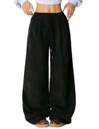 Unilexi Womens Wide - Leg Corduroy Pants with Drawstring Elastic Waist Casual Palazzo Pants Loose Fit - 7DAY'S