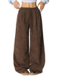 Unilexi Womens Wide - Leg Corduroy Pants with Drawstring Elastic Waist Casual Palazzo Pants Loose Fit - 7DAY'S
