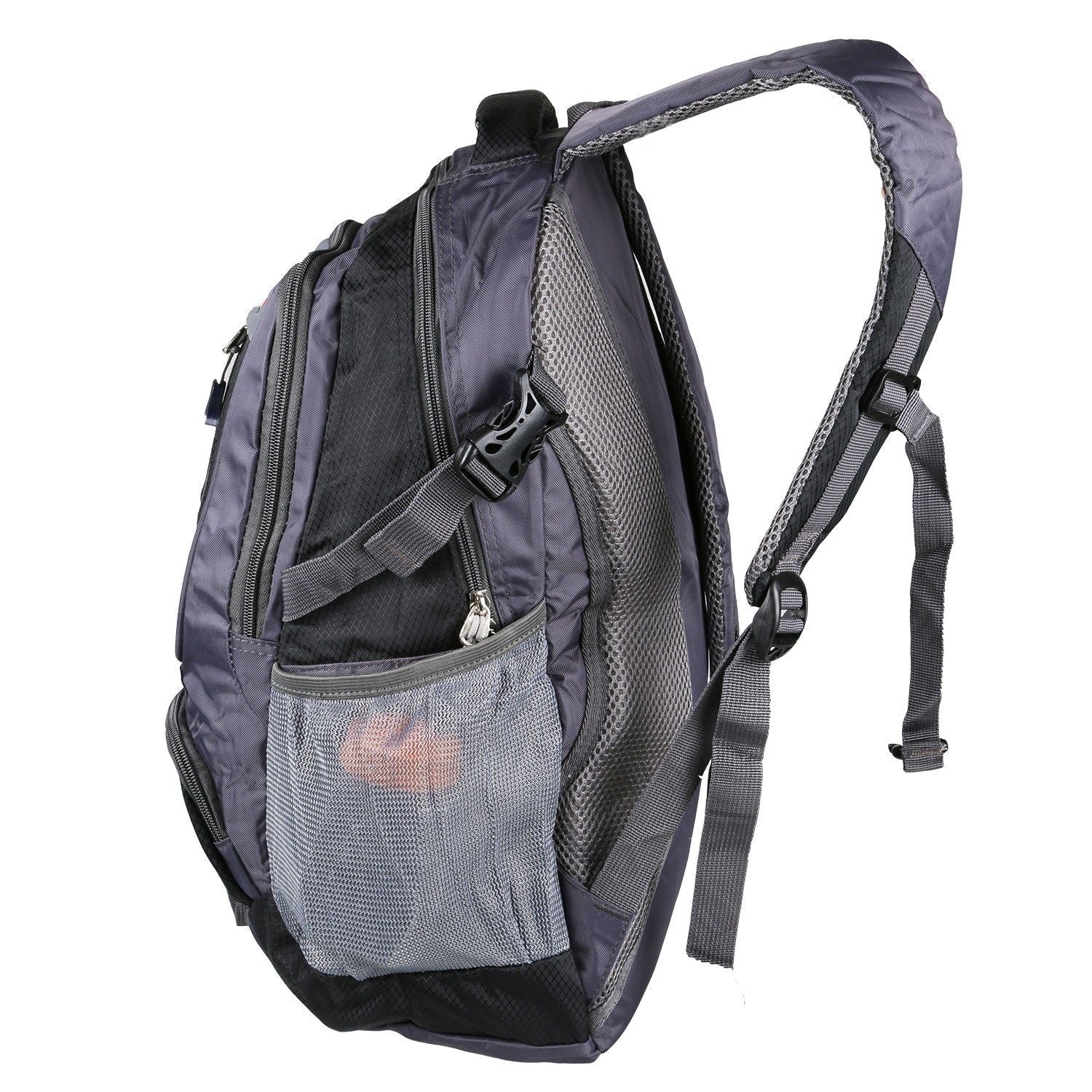 Unisex School Backpack Casual Travel Shoulder Bag W/ Adjustable Straps Dual - Water Bottle Pouch - 7DAY'S