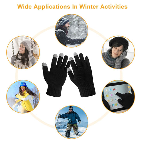 Unisex Touch Screen Gloves Full Finger Winter Warm Knitted Gloves For Warmth Running Cycling Camping Hiking - 7DAY'S