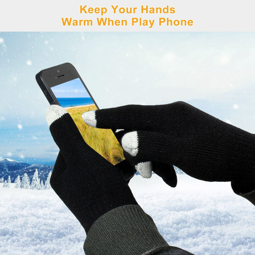 Unisex Touch Screen Gloves Full Finger Winter Warm Knitted Gloves For Warmth Running Cycling Camping Hiking - 7DAY'S