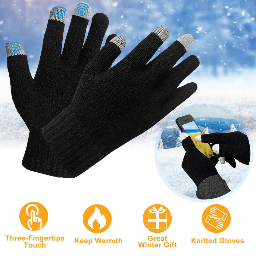 Unisex Touch Screen Gloves Full Finger Winter Warm Knitted Gloves For Warmth Running Cycling Camping Hiking - 7DAY'S