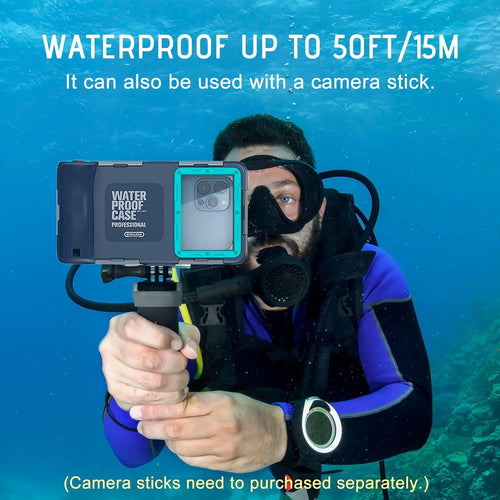 Universal Waterproof Phone Case for Snorkeling, IP68 Professional Diving Underwater Phone Case with Lanyard for iPhone Galaxy (Blue, Universal Waterproof Phone Case) - 7DAY'S