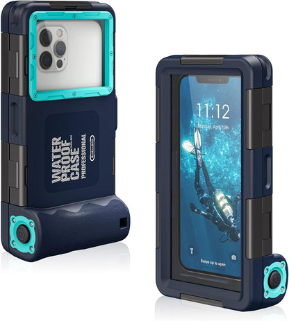 Universal Waterproof Phone Case for Snorkeling, IP68 Professional Diving Underwater Phone Case with Lanyard for iPhone Galaxy (Blue, Universal Waterproof Phone Case) - 7DAY'S