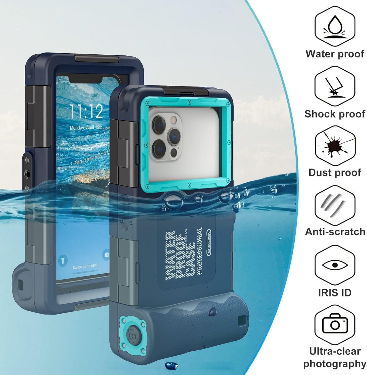 Universal Waterproof Phone Case for Snorkeling, IP68 Professional Diving Underwater Phone Case with Lanyard for iPhone Galaxy (Blue, Universal Waterproof Phone Case) - 7DAY'S