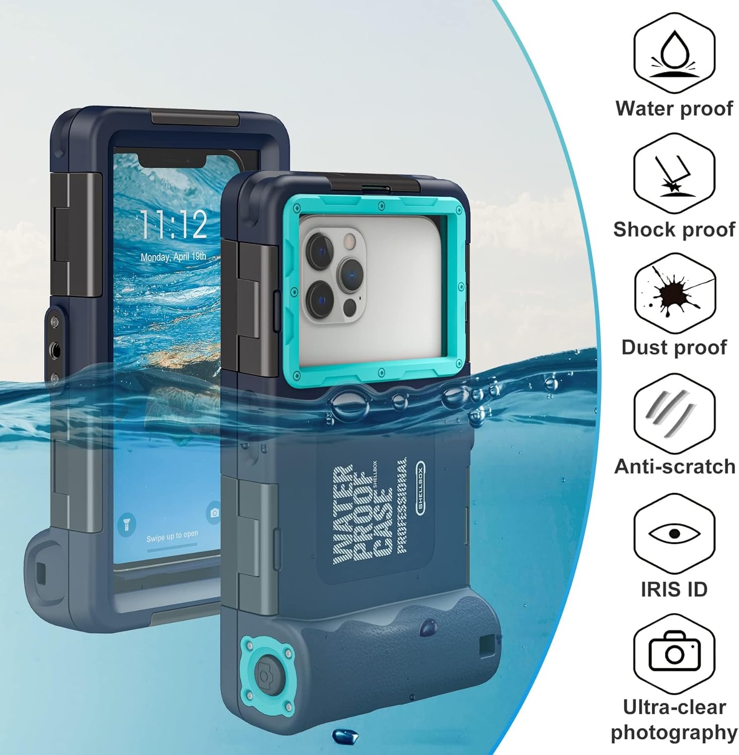 Universal Waterproof Phone Case for Snorkeling, IP68 Professional Diving Underwater Phone Case with Lanyard for iPhone Galaxy (Blue, Universal Waterproof Phone Case) - 7DAY'S
