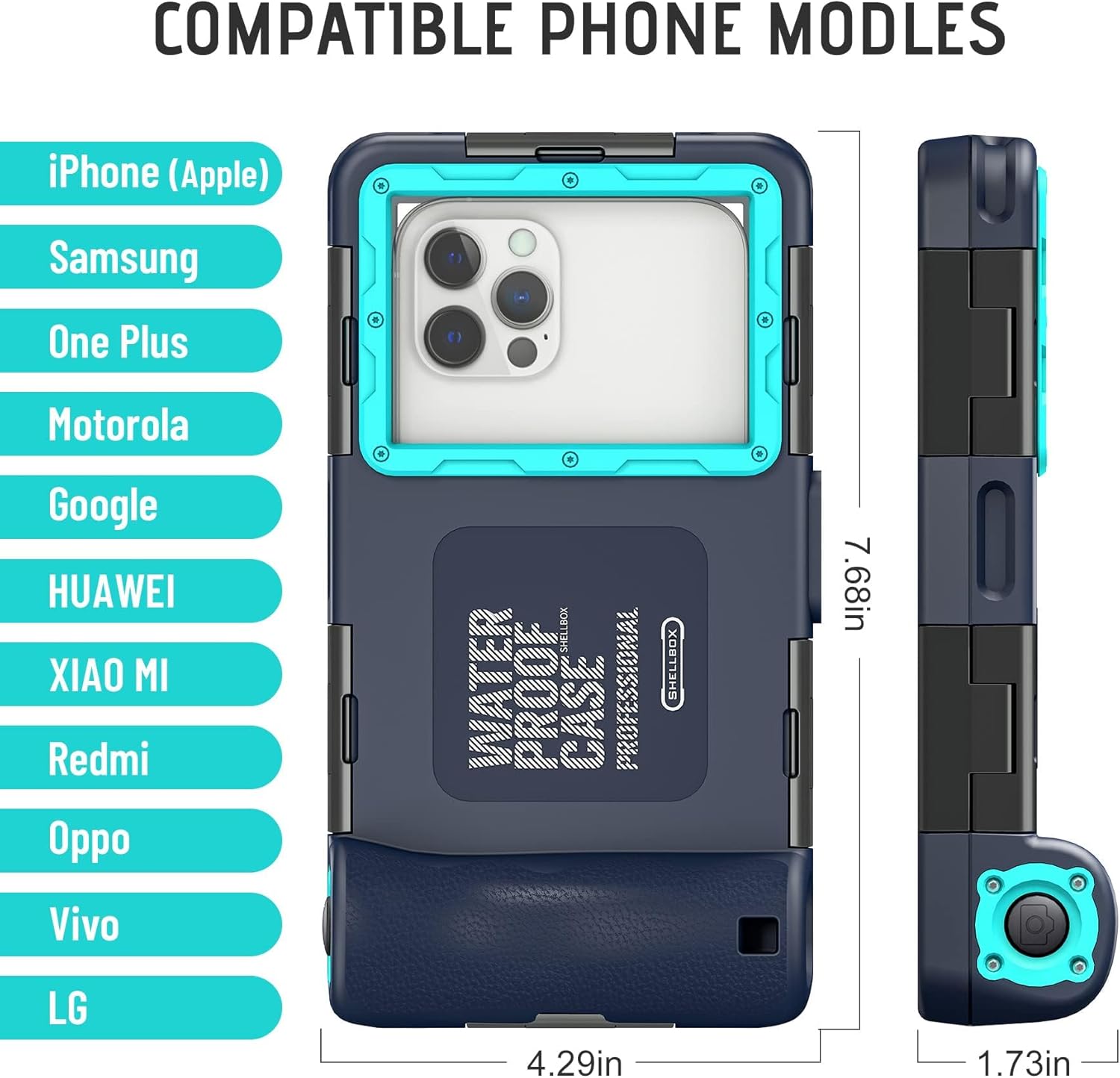 Universal Waterproof Phone Case for Snorkeling, IP68 Professional Diving Underwater Phone Case with Lanyard for iPhone Galaxy (Blue, Universal Waterproof Phone Case) - 7DAY'S